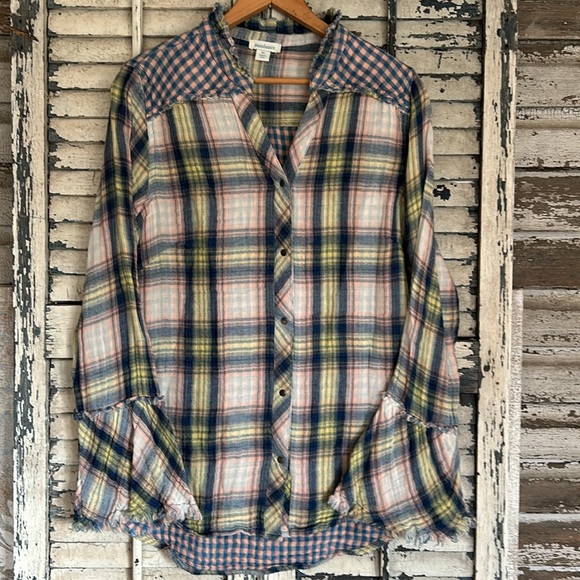 Sundance Tops Sundance Cotton Shirt With Flare Fringe Sleeves Xl